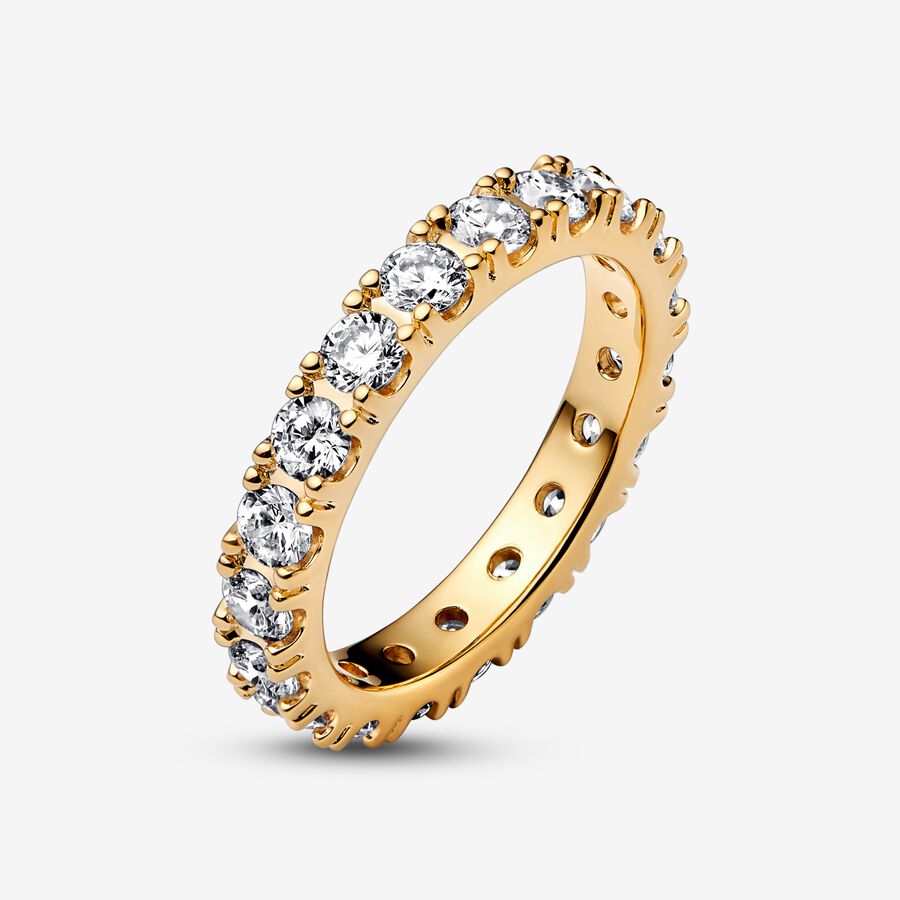 Pandora Sparkling Row Eternity Band Gold | OAZCVD-139