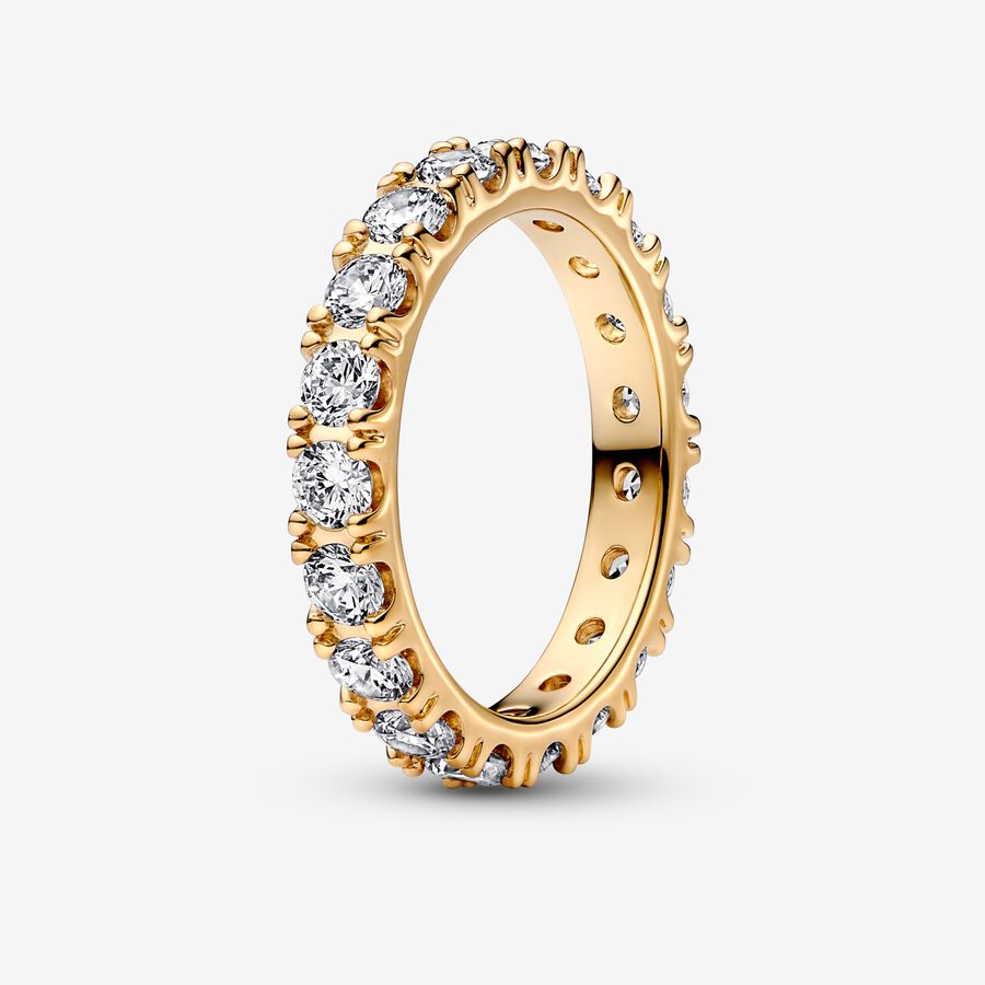 Pandora Sparkling Row Eternity Band Gold | OAZCVD-139