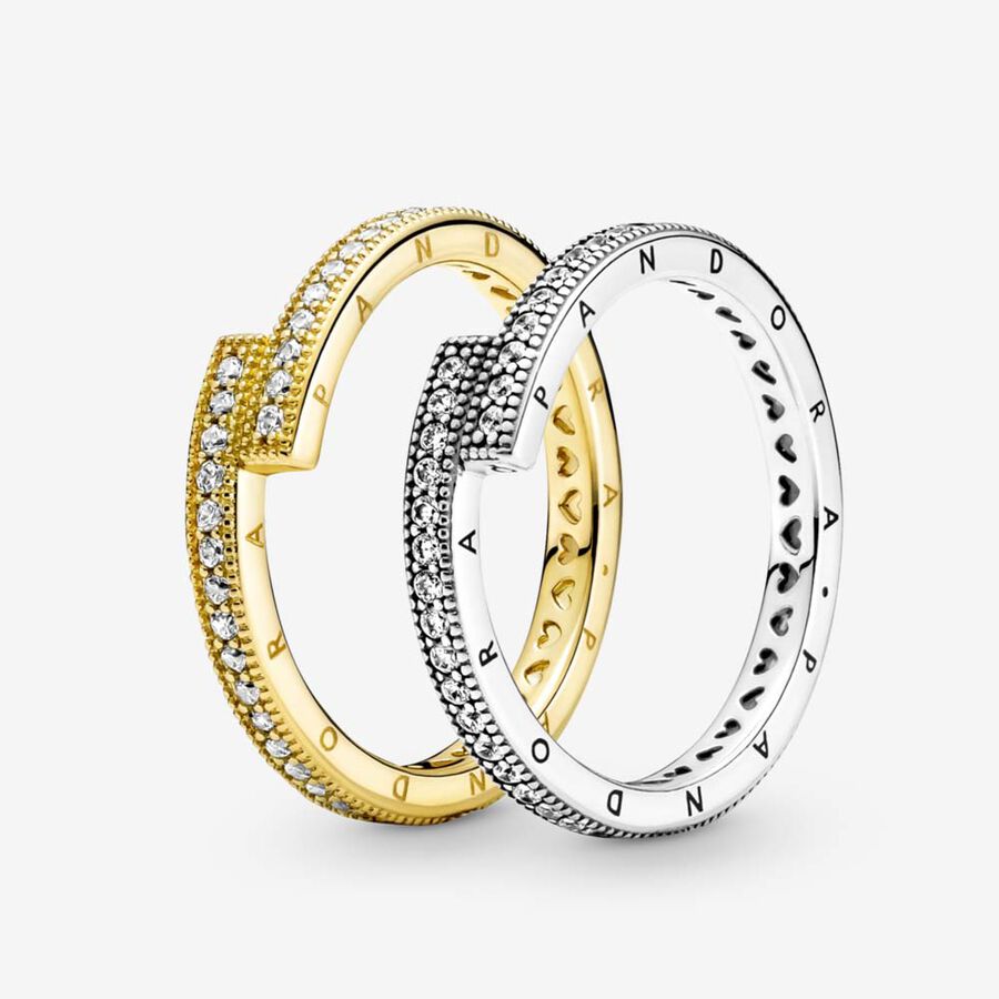 Pandora Sparkling Signature Duo Stacking Ring-sets Mehrfarbig | TWFXRC-157