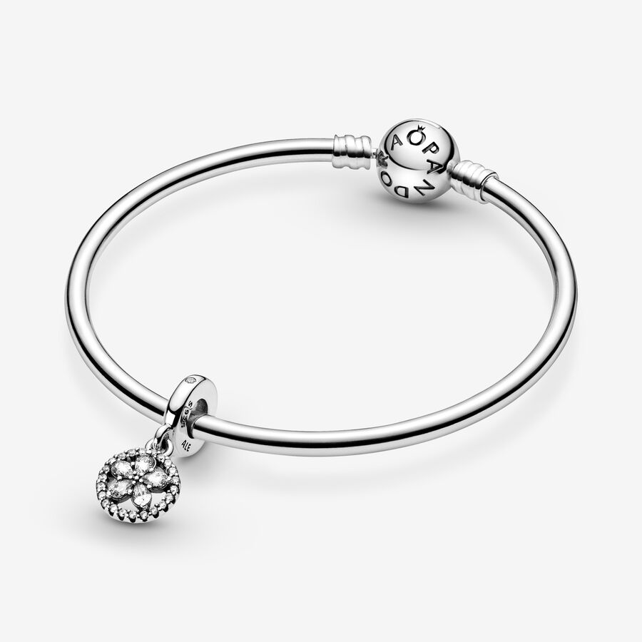 Pandora Sparkling Snowflake Circle Baumeln Silber | WZHRSN-149