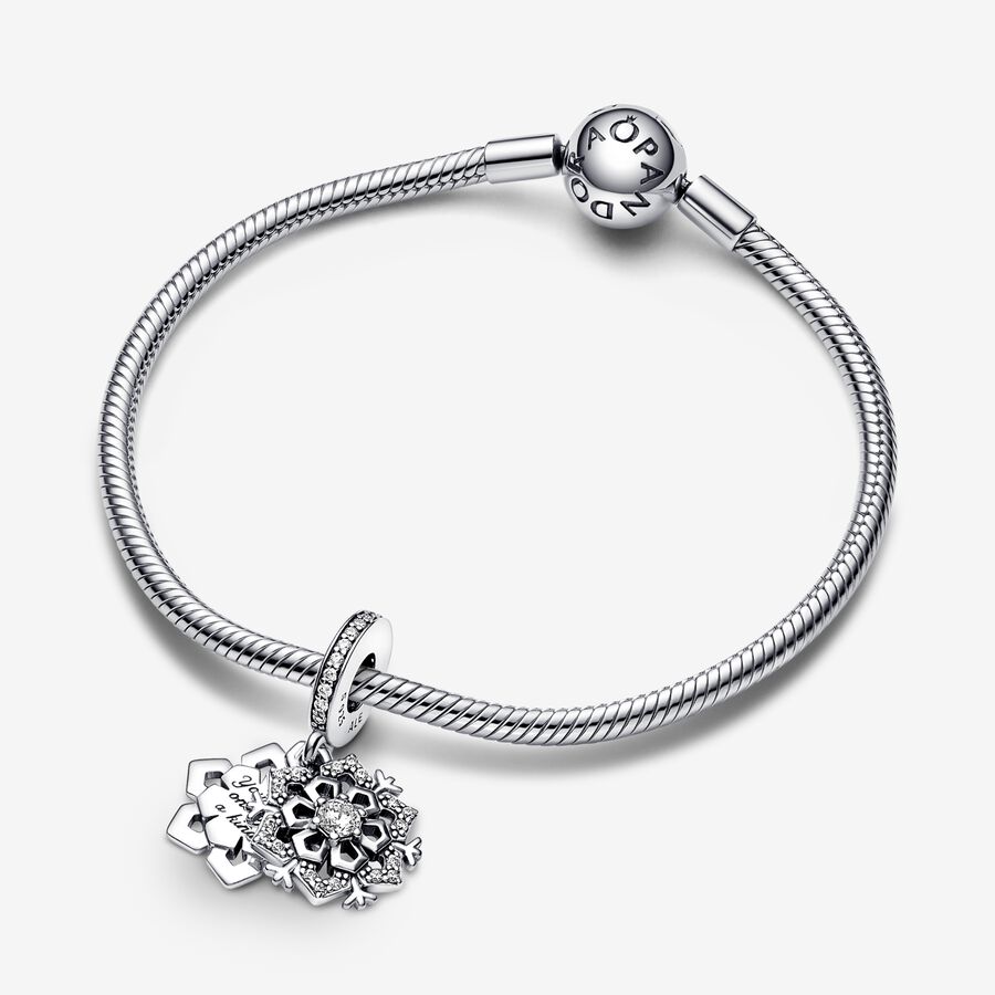 Pandora Sparkling Snowflake Double Baumeln Silber | KXJETL-948