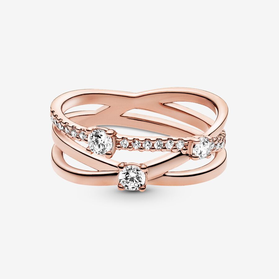 Pandora Sparkling Triple Aussage Rosa Gold | YSKPOW-165