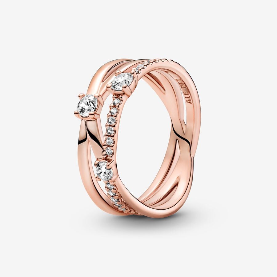 Pandora Sparkling Triple Aussage Rosa Gold | YSKPOW-165