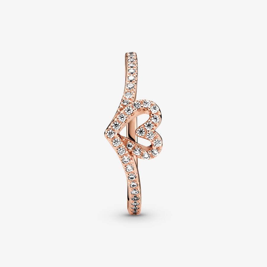 Pandora Sparkling Wishbone Herz Rosa Gold | RTBLWA-397