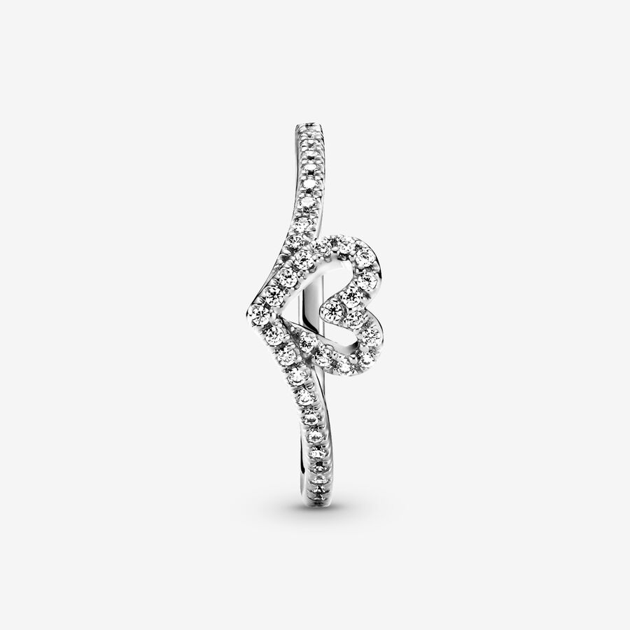 Pandora Sparkling Wishbone Herz Silber | HGJLPW-671