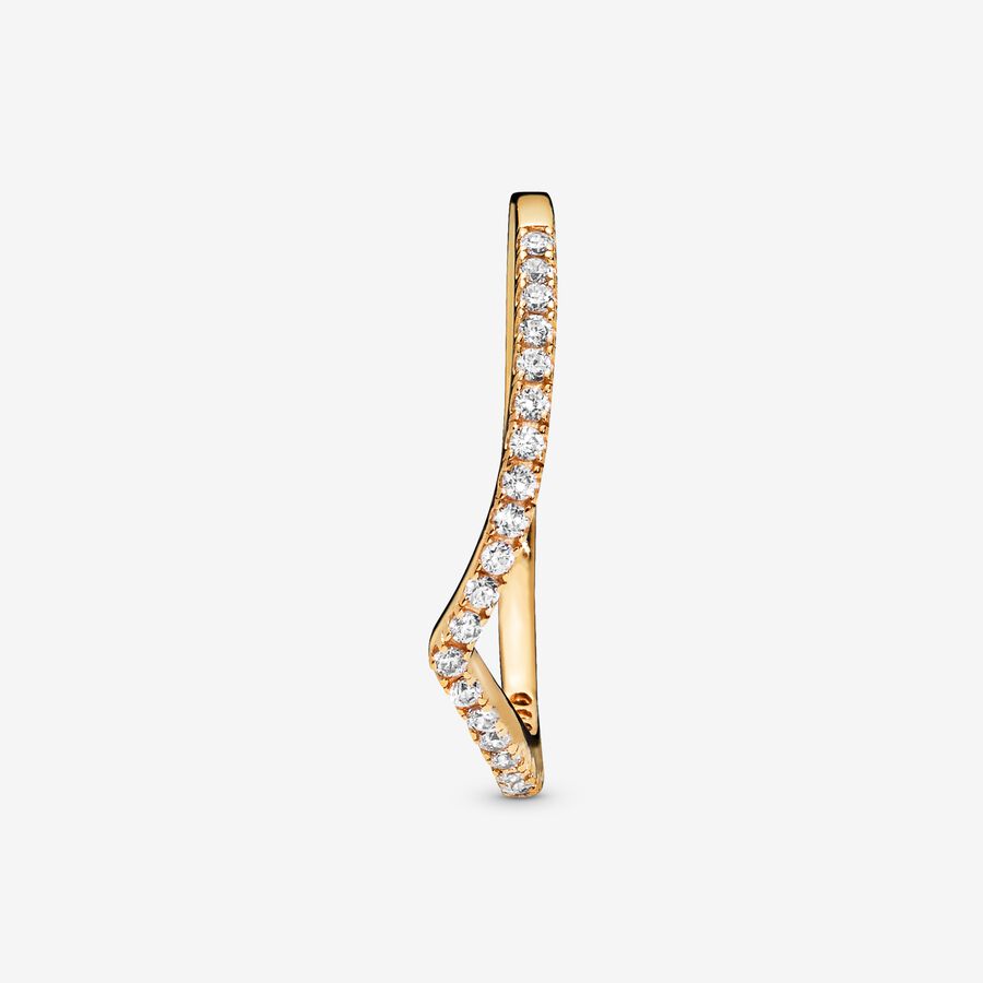 Pandora Sparkling Wishbone Stapelbar Gold | TOESHG-834