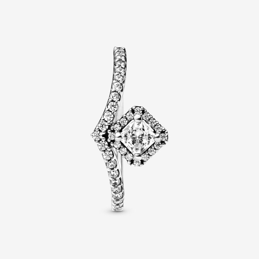 Pandora Square Sparkle Wishbone Aussage Silber | OQDWNF-253