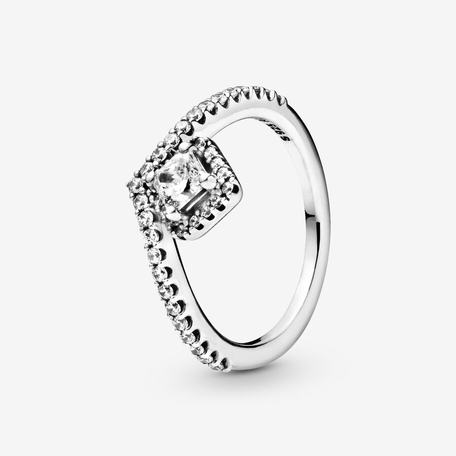 Pandora Square Sparkle Wishbone Aussage Silber | OQDWNF-253