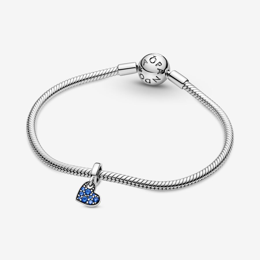 Pandora Stellar Blue Pave Tilted Baumeln Silber | ZJNPVH-726