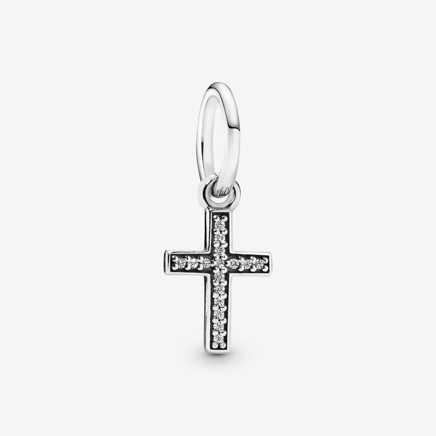 Pandora Symbol Of Faith Cross with Clear CZ Baumeln Silber | DHZQKF-706