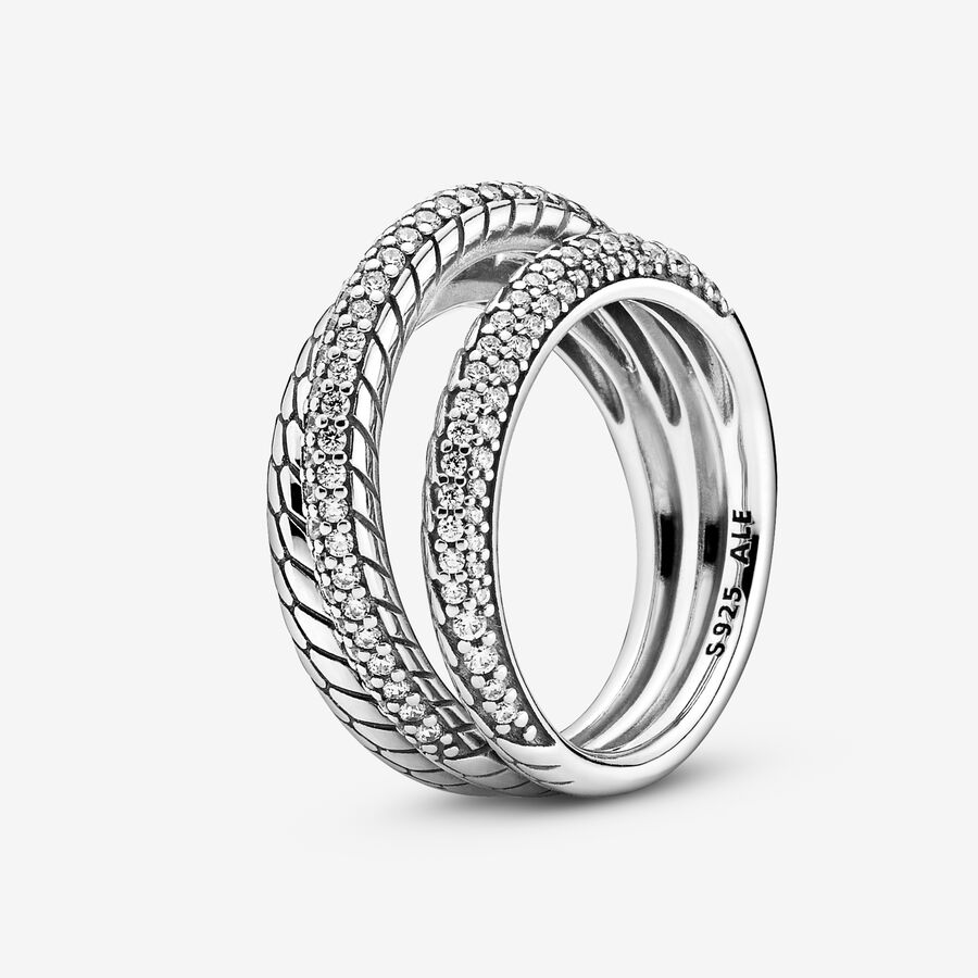 Pandora Triple Pave Snake Pattern Aussage Silber | UHOFDA-932