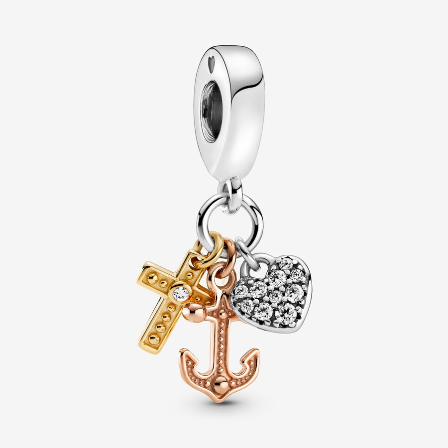 Pandora Triple-tone Cross Heart & Anchor Baumeln Tri-tone | ZKYIWM-714