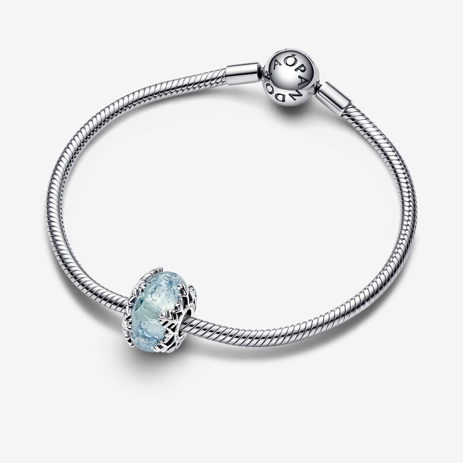 Pandora Winter Blue Snowflake Murano Charms Silber | AVUJRM-416