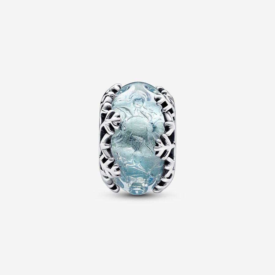 Pandora Winter Blue Snowflake Murano Charms Silber | AVUJRM-416