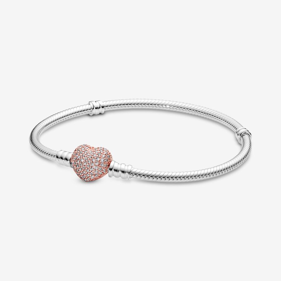 Pandora with Pave Clasp Charms Two-tone | QHVGFB-578