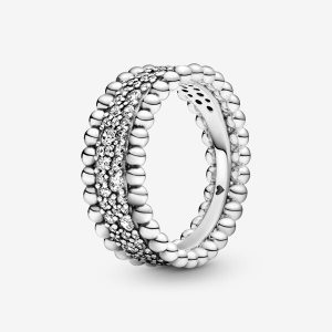 Pandora Beaded Pave Band Silber | AMZLBK-413