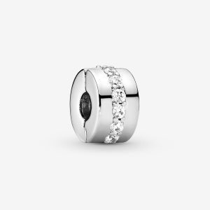 Pandora Clear Sparkling Row Clip Klammern Silber | SVHAMZ-879