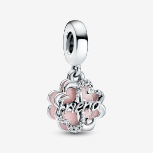 Pandora Four-leaf Clover Friendship Double Baumeln Silber | KPJONR-027