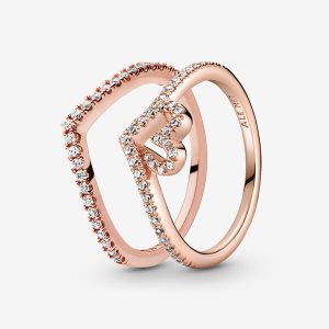 Pandora Full of Love Sparkle Wishbone Ring-sets Mehrfarbig | PTMAFS-178