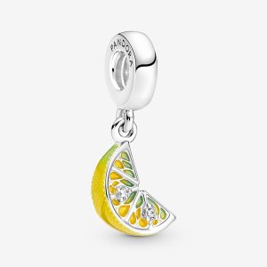 Pandora Lemon Slice Sparkling Fruit Baumeln Silber | OYSWGT-180