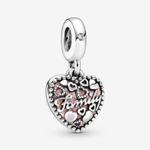 Pandora Love Makes A Family with Pink Baumeln Silber | WOVEHC-784