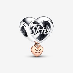 Pandora Love You Sister Charms Two-tone | UKIOCR-428