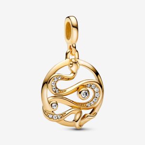 Pandora ME Pave Snake Medallion Anhänger Gold | PASQTU-143