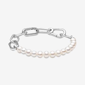 Pandora ME Treated Freshwater Cultured Pearl Verknüpfung Silber | ONHKGR-079