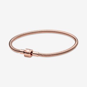 Pandora Moments Barrel Clasp Snake Charms Rosa Gold | KCEWYQ-432