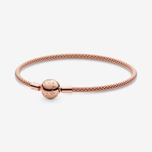 Pandora Moments Mesh Charms Rosa Gold | VHJTOK-920