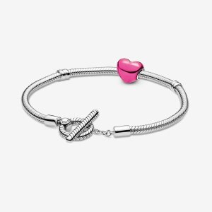 Pandora Moments Pink & T-Bar Gift Charms Silber | YQULXD-627