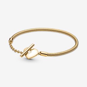 Pandora Moments T-Bar Snake Charms Gold | HALNZU-547