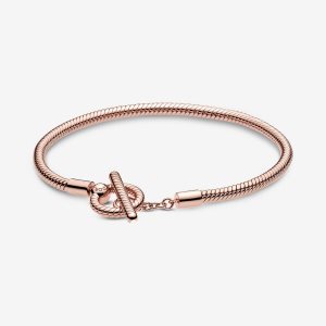 Pandora Moments T-Bar Snake Charms Rosa Gold | KJSPIO-750