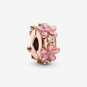 Pandora Pink Daisy Clip Klammern Rosa Gold | QATIWV-749