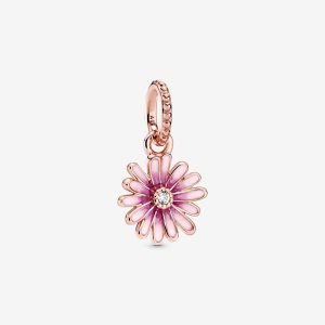 Pandora Pink Daisy Flower Baumeln Rosa Gold | QEHWXS-178