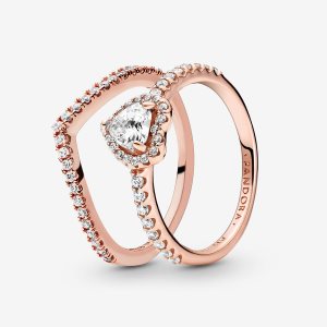 Pandora Playful Love Elevated Wishbone Ring-sets Mehrfarbig | DNRBTG-602