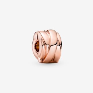 Pandora Polished Ribbons Clip Klammern Rosa Gold | JFANCY-132