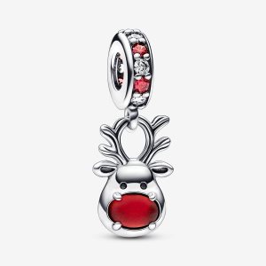 Pandora Red Nose Reindeer Murano Baumeln Silber | RUAKYE-896