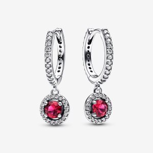 Pandora Red Round Sparkling Band Silber | SQOGPJ-861