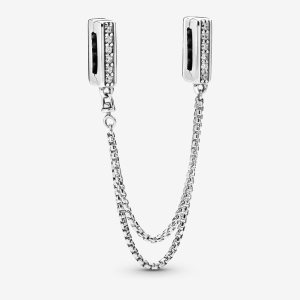 Pandora Reflexions Sparkling Clip Safety Silber | NBMVQZ-235