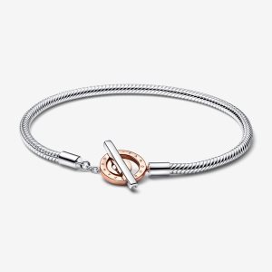 Pandora Signature Logo T-Bar Snake Charms Two-tone | EIGZKT-096