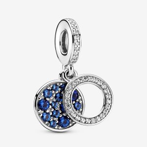 Pandora Sparkling Blue Disc Double Baumeln Silber | VRFOSU-960