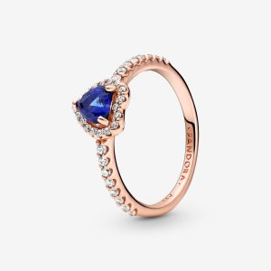 Pandora Sparkling Blue Elevated Solitär Rosa Gold | YDFKZG-567