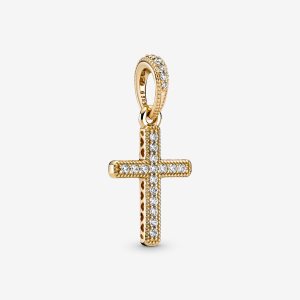 Pandora Sparkling Cross Anhänger Gold | DAVCBF-852