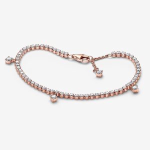 Pandora Sparkling Drops Tennis Non-Charms Rosa Gold | TKJQND-842