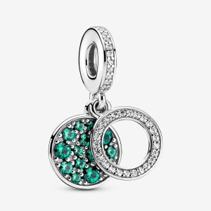 Pandora Sparkling Green Disc Double Baumeln Silber | JGSXDP-319