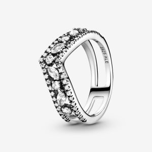 Pandora Sparkling Marquise Double Wishbone Aussage Silber | FAUEQT-370