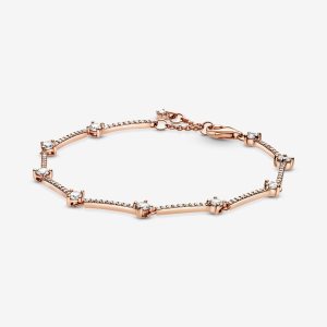 Pandora Sparkling Pave Bars Kette Rosa Gold | HZFATW-076