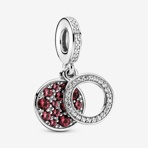 Pandora Sparkling Red Disc Double Baumeln Silber | ONWEJS-741