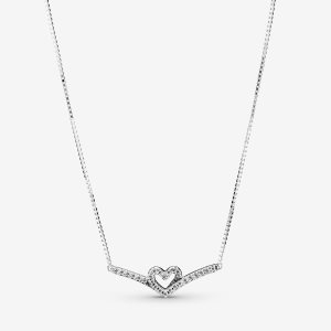 Pandora Sparkling Wishbone Collier Anhänger Silber | PSVLCW-403